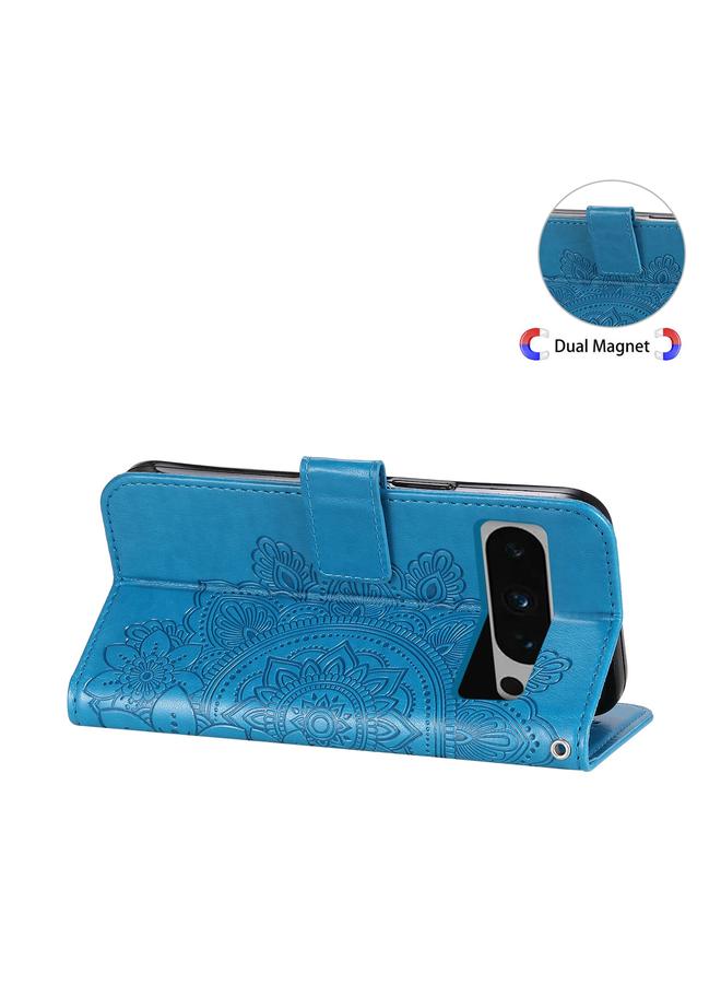 Green Tiger Case For Google Pixel 8 Pro Seven-petal Flowers Embossing Leather Phone Case - Image 5