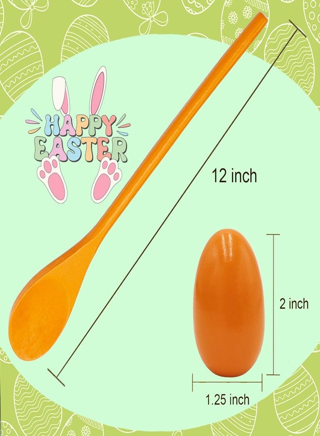 Chochkees 6 Wooden Easter Eggs and 6 Wooden Spoon Race Game Set, 6 Sets, Multi-Player Carnival Game for Kids & Family Activity Holiday Outdoor Yard Easter Egg Hunt Birthday Party Lawn Games - Image 4