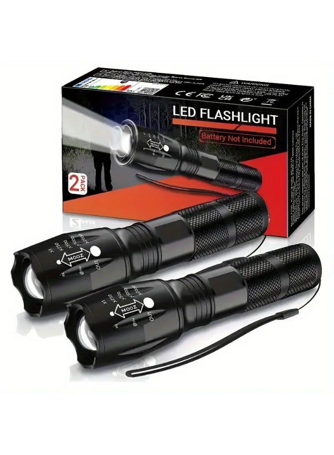 2 Pack LED Flashlights, Military Grade Portable 5 Modes 3000 High Lumens Led Waterproof Handheld Flashlight for Outdoor and Home Use(Batteries Not Included) - Image 1
