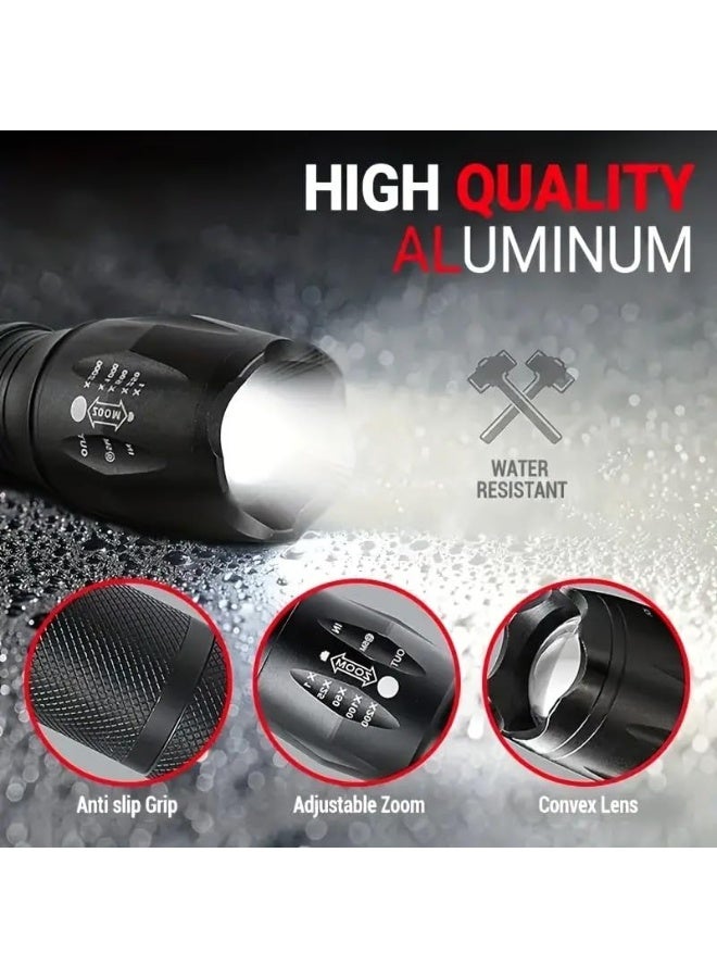 2 Pack LED Flashlights, Military Grade Portable 5 Modes 3000 High Lumens Led Waterproof Handheld Flashlight for Outdoor and Home Use(Batteries Not Included) - Image 3