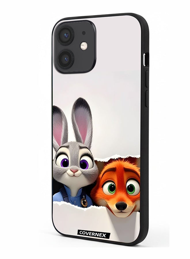 Covernex Apple iPhone 12 Mini Protective Case Cover Printed Featuring Zootopia Dynamic Duo - Image 1