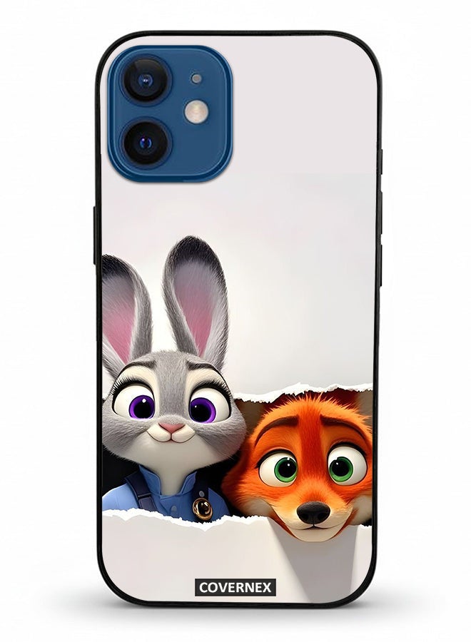 Covernex Apple iPhone 12 Mini Protective Case Cover Printed Featuring Zootopia Dynamic Duo - Image 2