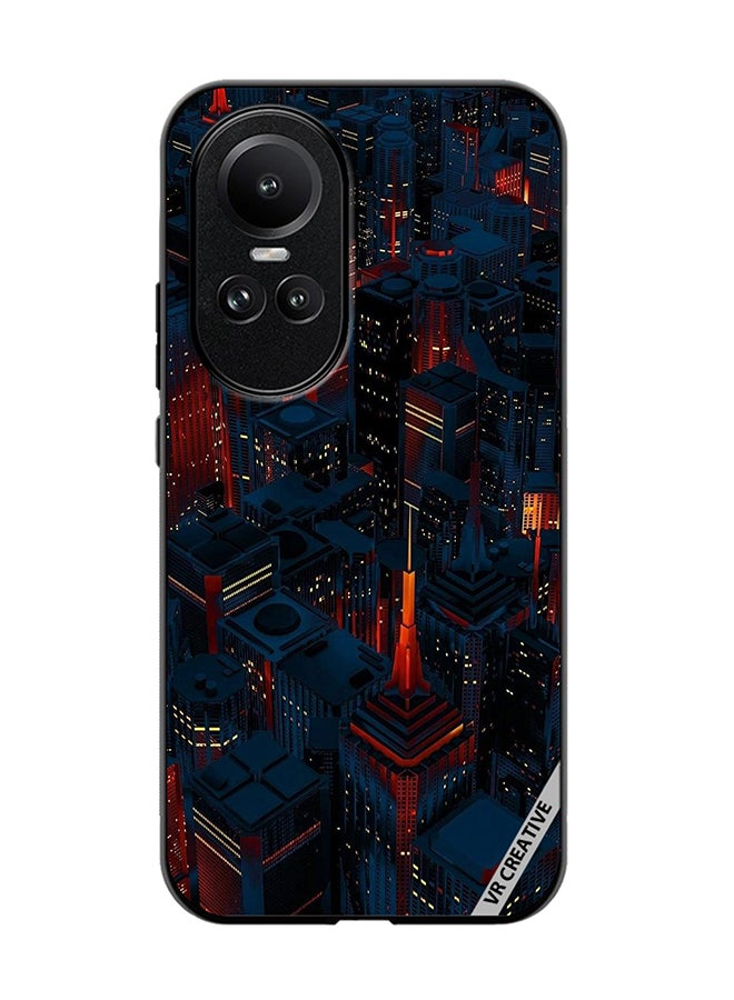 VR CREATIVE غطاء حماية لهاتف أوبو رينو 10 بتصميم مدينة مظلمة متعدد الألوان - Image 1