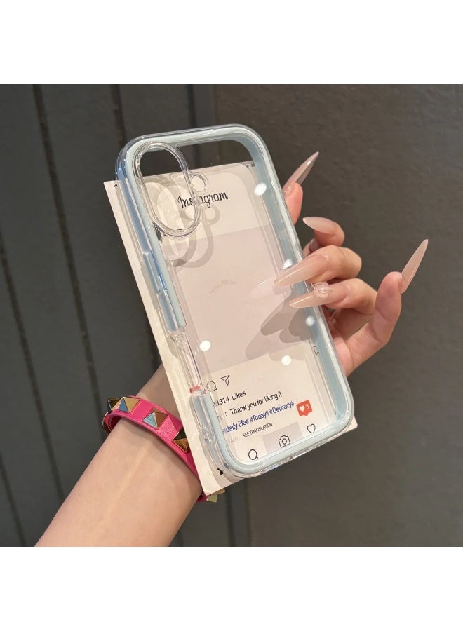 NIBEMINENT Colorful Two In One Acrylic Protective TPU Case Cover For iPhone 16 Pro, Blue