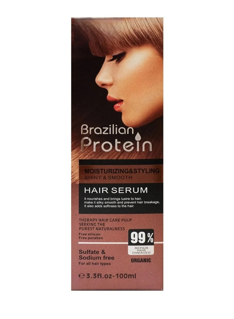 Brazilian Protein Hair Serum 100ml | Moisturizing & Styling, Shine & Smooth, Frizz Control, Heat Protection for All Hair Types - Image 2