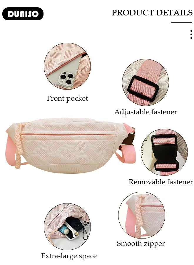 DUNISO Minimalist Casual Belt Bag for Women, Waterproof Stylish  Crossbody Sling Bag with Multi-Pockets and Adjustable Strap Lightweight Waist Pack for Everyday Use, School, Travel, Sports，Shopping - Image 3