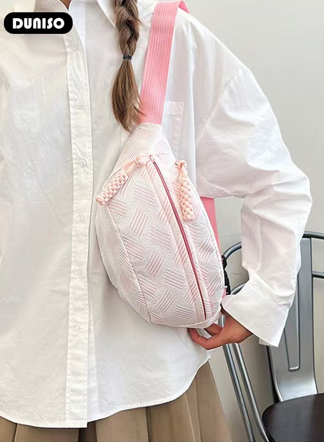 DUNISO Minimalist Casual Belt Bag for Women, Waterproof Stylish  Crossbody Sling Bag with Multi-Pockets and Adjustable Strap Lightweight Waist Pack for Everyday Use, School, Travel, Sports，Shopping - Image 5