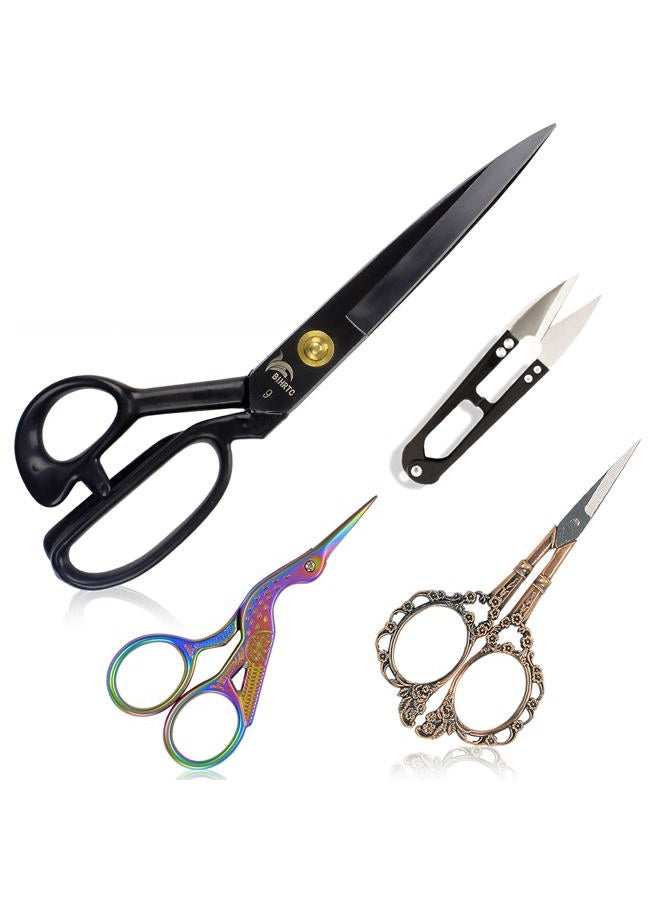 BIHRTC (23cm , Black) - Professional Dressmaking Scissors Stork Scissors Tailor Scissors Sharp Dressmaker Fabric Sewing Shears 23cm Scissor for Cloth Tailoring Altering Leather - Image 1