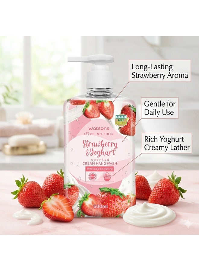 Watsons Strawberry & Yoghurt Scented Cream Hand Wash 500ml - Image 2