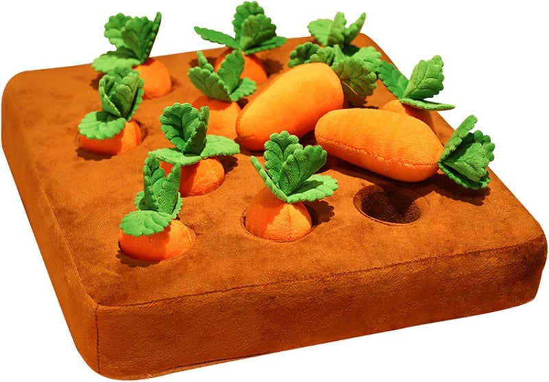 comfrt Carrot Farm Dog Toys, Carrots Enrichment Dog Puzzle Toys, Hide and Seek Carrot Farm Dog Toys Pet Training Toys, Interactive Snuffle Mat Plush Vegetable Field Carrot Chewing Toys for Pet (A Set) - Image 1