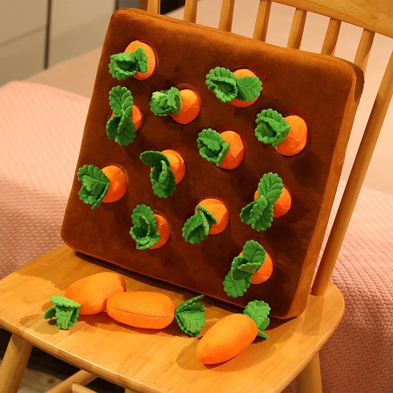 comfrt Carrot Farm Dog Toys, Carrots Enrichment Dog Puzzle Toys, Hide and Seek Carrot Farm Dog Toys Pet Training Toys, Interactive Snuffle Mat Plush Vegetable Field Carrot Chewing Toys for Pet (A Set) - Image 2