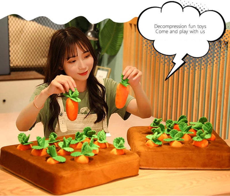 comfrt Carrot Farm Dog Toys, Carrots Enrichment Dog Puzzle Toys, Hide and Seek Carrot Farm Dog Toys Pet Training Toys, Interactive Snuffle Mat Plush Vegetable Field Carrot Chewing Toys for Pet (A Set) - Image 3