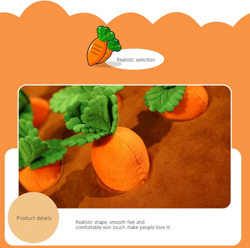 comfrt Carrot Farm Dog Toys, Carrots Enrichment Dog Puzzle Toys, Hide and Seek Carrot Farm Dog Toys Pet Training Toys, Interactive Snuffle Mat Plush Vegetable Field Carrot Chewing Toys for Pet (A Set) - Image 5