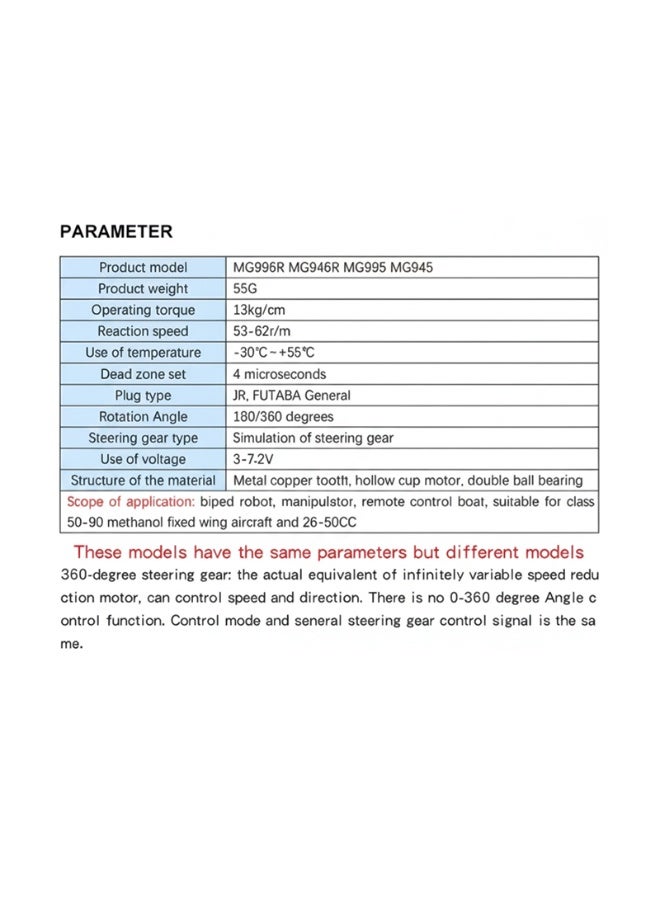 Servo Motor MG996R Metal Standard Steering Gear 360 Degree - Image 3