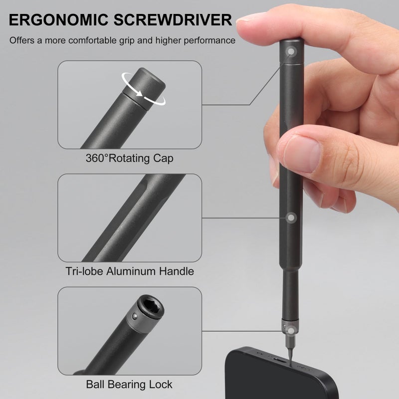 SHARDEN 49 in 1 Precision Screwdriver Set, Small Screwdriver Set with Torx, Pentalobe, Tri-wing, Mini Repair Tool Kit for PC, Laptop, MacBook, Computer, iPhone, PS5, Watch, Glasses, Electronic - Image 4