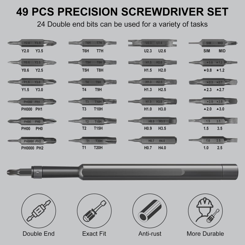 SHARDEN 49 in 1 Precision Screwdriver Set, Small Screwdriver Set with Torx, Pentalobe, Tri-wing, Mini Repair Tool Kit for PC, Laptop, MacBook, Computer, iPhone, PS5, Watch, Glasses, Electronic - Image 3