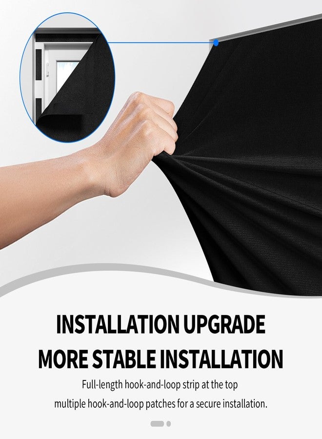 BKSAI 100% Upgraded Blackout Curtains for Bedroom, Rod-Free Hook&Loop Portable Blackout Shades for Travel, Black Out Window Cover No Drill Cuttable for Bedroom, Nursery, Media Room,Black,57 * 79in - Image 5