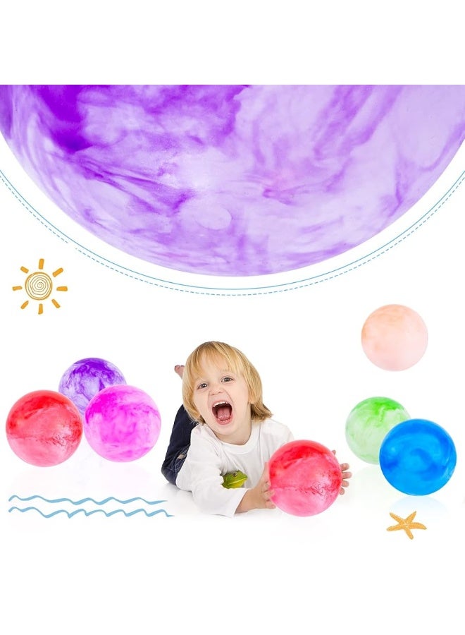 3 otters 6PCS Bouncy Balls for Kids, Marbleized Bouncy Balls with Pump Inflatable Sensory Balls Kickball Dodge Ball for Kids Adult Summer Beach Outdoor Game - Image 3