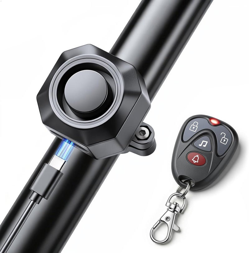 wsdcam USB Rechargeable Bike Alarm with Remote 110dB Loud Volume Adjustable Wireless Vehicle Security Alarm System Anti Theft Vibration Motion Sensor Alarm for Car Trailer Motorcycle Scooter Ebike - Image 1
