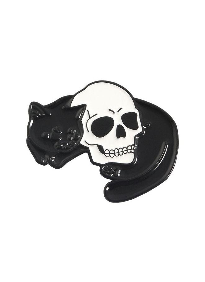 Generic - Distinctive and elegant unisex cat and skull pin brooch - Image 1