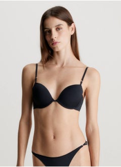 Women's Demi T-Shirt Bra - Minimalist -  soft microfibre, Black