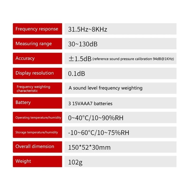 مقياس الديسيبل لاختبار مستوى الصوت 30-130 ديسيبل مقياس الضوضاء الرقمي مع اتصال البيانات - Image 5