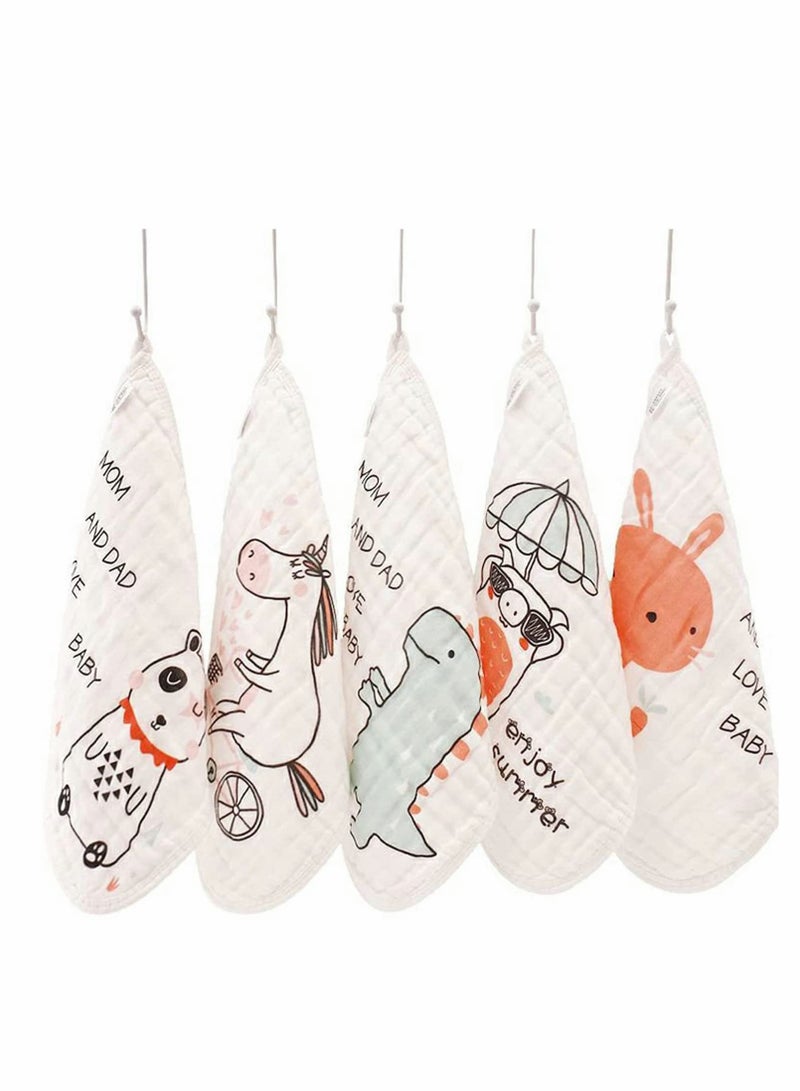 Excefore Baby Washcloths, 5 Pcs Baby Shower Washcloths Cotton Natural Soft Face Towels 30X30 CM - Image 1