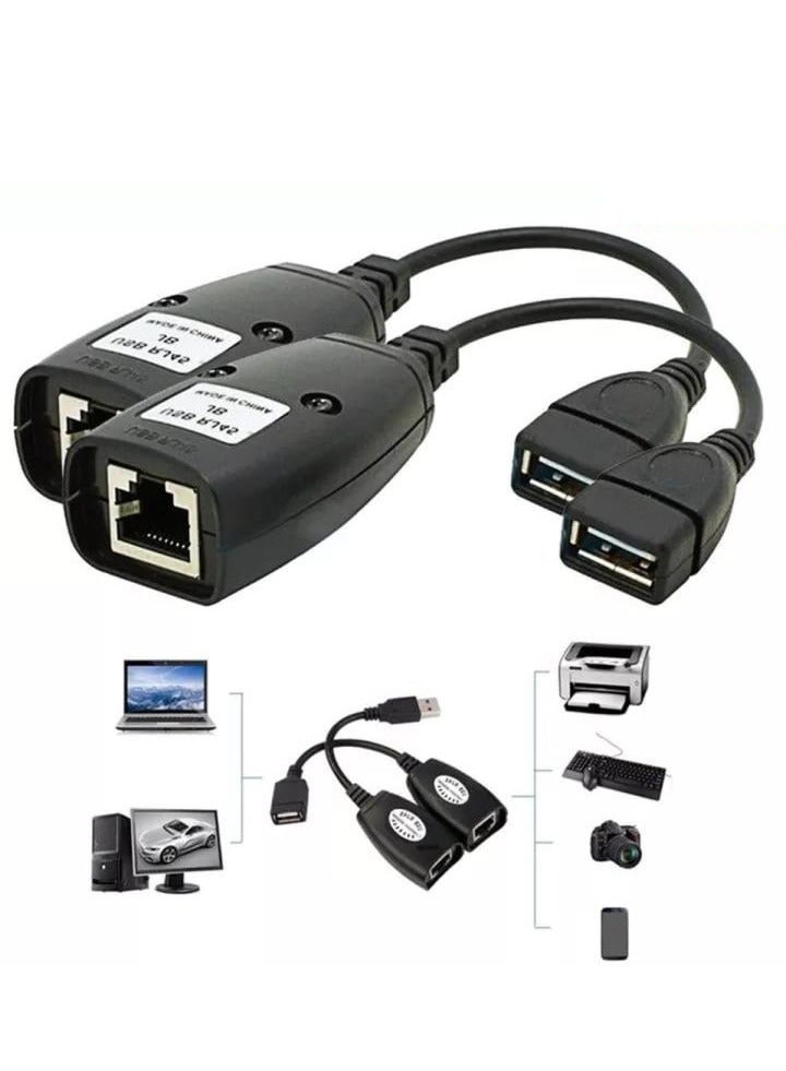 USB RJ45 Extension Adapter Up to 50 meters Length (Black)  - Image 2