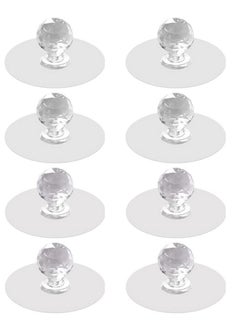KASTWAVE Cabinet Drawer Knobs, Clear Diamond Crystal Shaped Pulls Handles for Wardrobe, Kitchen Cupboard, Bathroom Dresser, Furniture Door Window, Self-Adhesive Drill Free Push Pull Helper 8 pcs  - Image 1