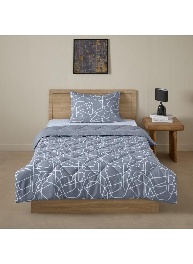 Home Box Madrid Kuhmo 2-Piece Twin Reversible Microfibre Comforter Set - 160x220 cm  - Image 3
