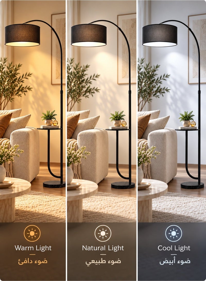 Sharpdo Three-Color Dimmable Vertical Floor Lamp With Warm Light Pure Natural Marble Base with Coffee Table Tray - with Remote Control Time Switch 70x185cm - Image 3
