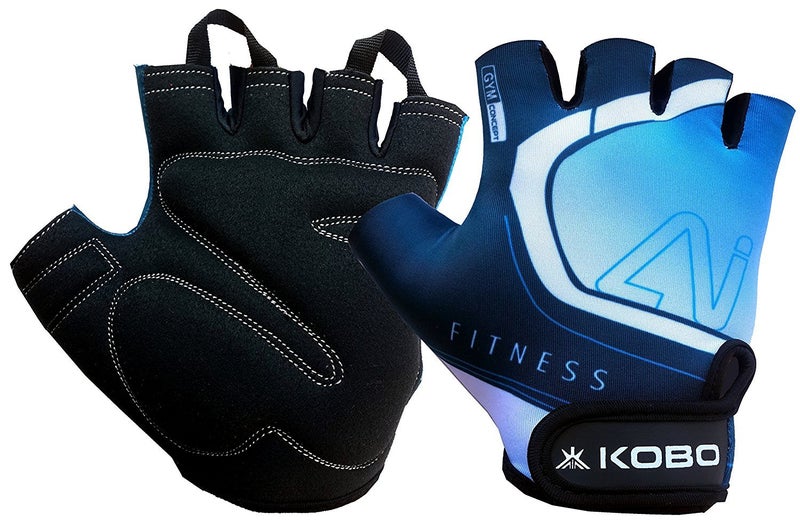Kobo WTG-20 Lycra-Spandex Gym Gloves, Small (Blue) - Image 1