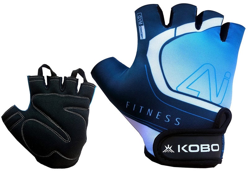 Kobo WTG-20 Lycra-Spandex Gym Gloves, Small (Blue) - Image 2