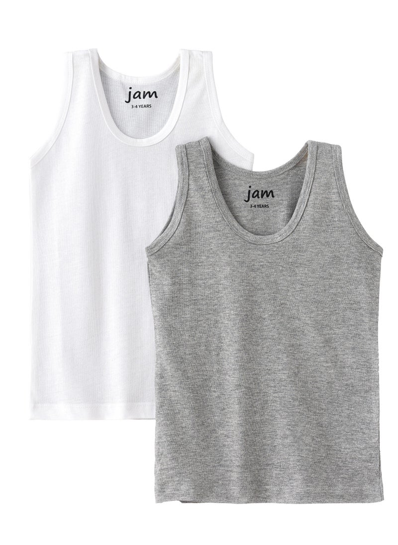 JAM 2 Pack Boys Vests 100% Cotton, Soft and Breathable Sleeveless Undershirts for Boys  - Image 1