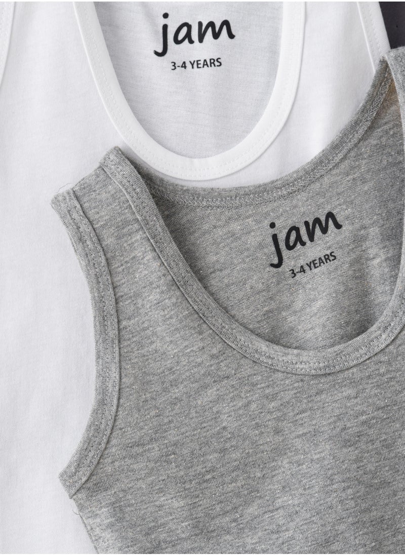 JAM 2 Pack Boys Vests 100% Cotton, Soft and Breathable Sleeveless Undershirts for Boys  - Image 3