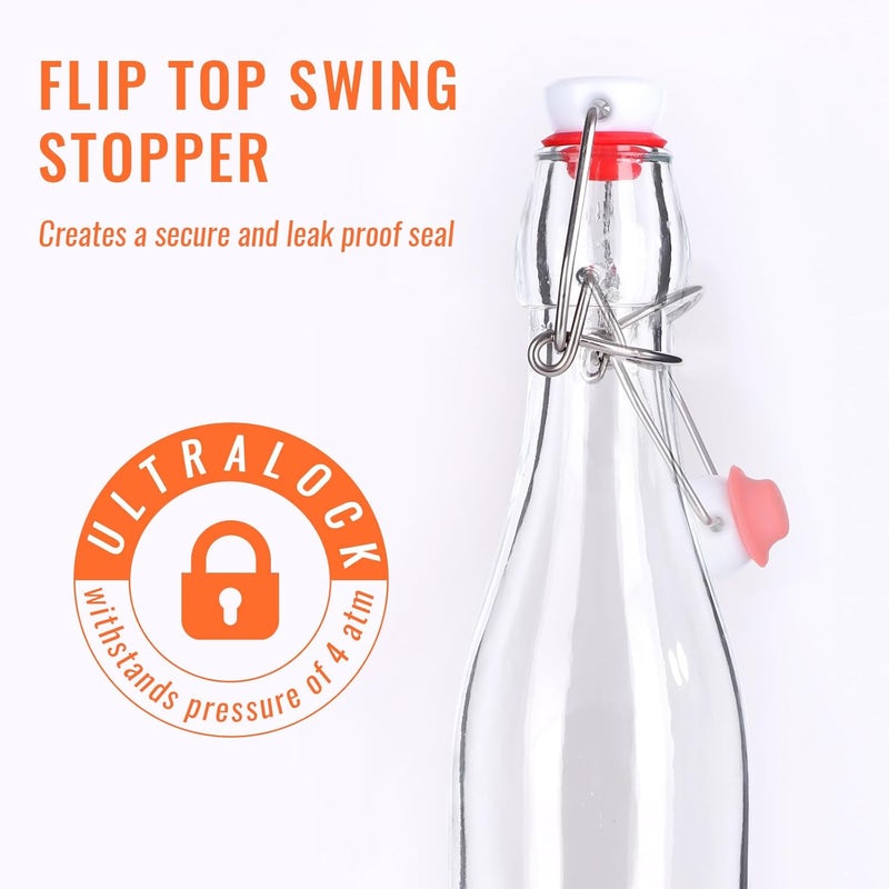 SZUAH 8 oz Swing Top Glass Bottles 10Pack, Reusable Flip Top Glass Bottle for Kombucha, Home Brewing, Beer, Beverage Storage(240ml, Set of 10) - Image 5