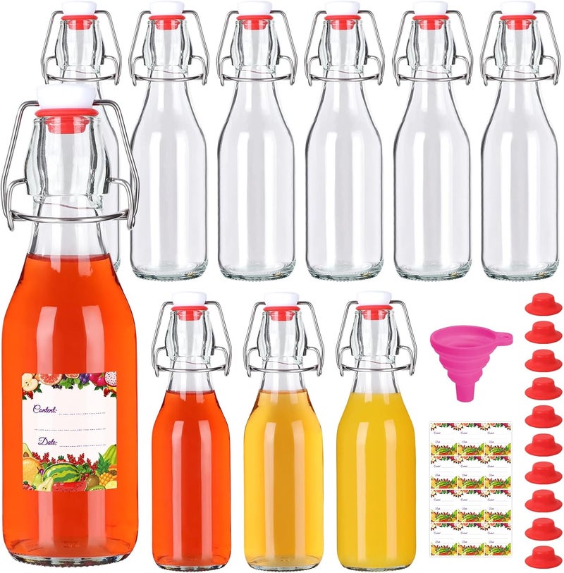 SZUAH 8 oz Swing Top Glass Bottles 10Pack, Reusable Flip Top Glass Bottle for Kombucha, Home Brewing, Beer, Beverage Storage(240ml, Set of 10) - Image 1