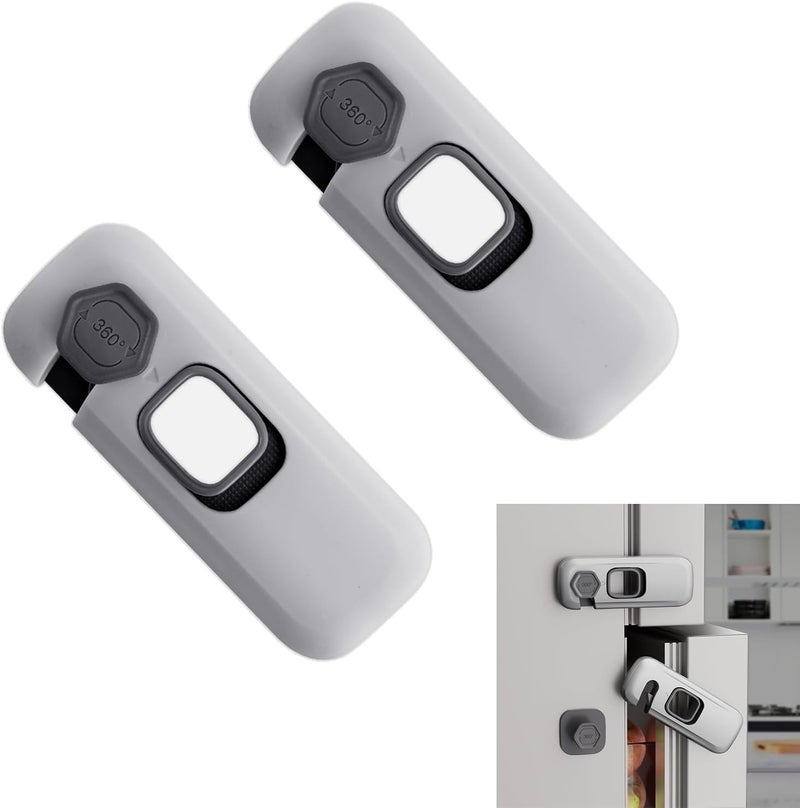 2Pcs Fridge Lock, Easy to Install Fridge Locks for Children, Fridge Locks No Tools Need or Drill, Fridge Child Lock Apply to Max 1 inch(25mm) Sealing Strip (Grey) - Image 1