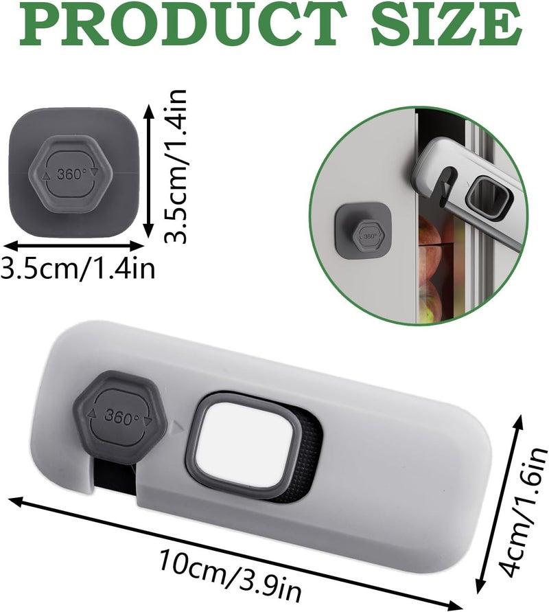 2Pcs Fridge Lock, Easy to Install Fridge Locks for Children, Fridge Locks No Tools Need or Drill, Fridge Child Lock Apply to Max 1 inch(25mm) Sealing Strip (Grey) - Image 2