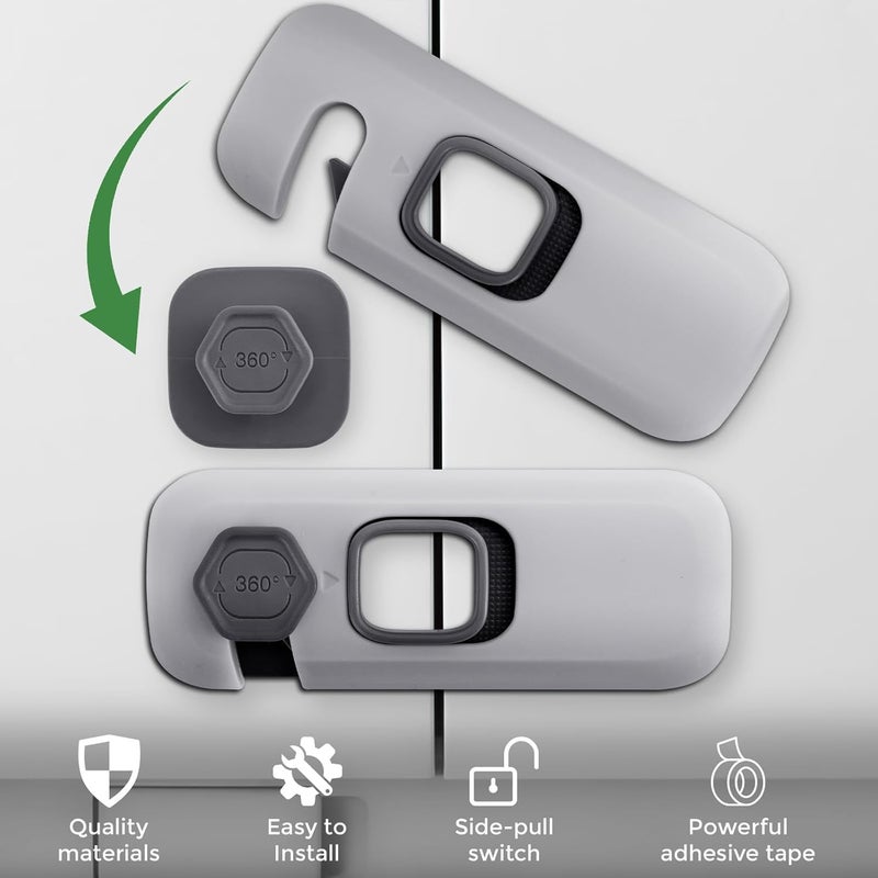 2Pcs Fridge Lock, Easy to Install Fridge Locks for Children, Fridge Locks No Tools Need or Drill, Fridge Child Lock Apply to Max 1 inch(25mm) Sealing Strip (Grey) - Image 5