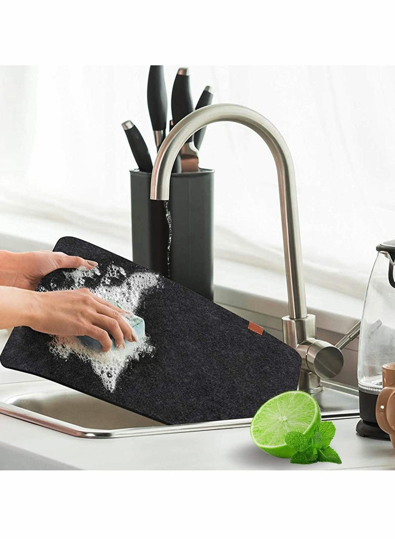 XiuWoo Felt Placemats Coasters Cutlery Set, Heat-Resistant Non-Slip Table Place Mats for Home and Restaurant Washable Set with 6 Placemats, Coasters, Bags(Deep Grey)  - Image 2