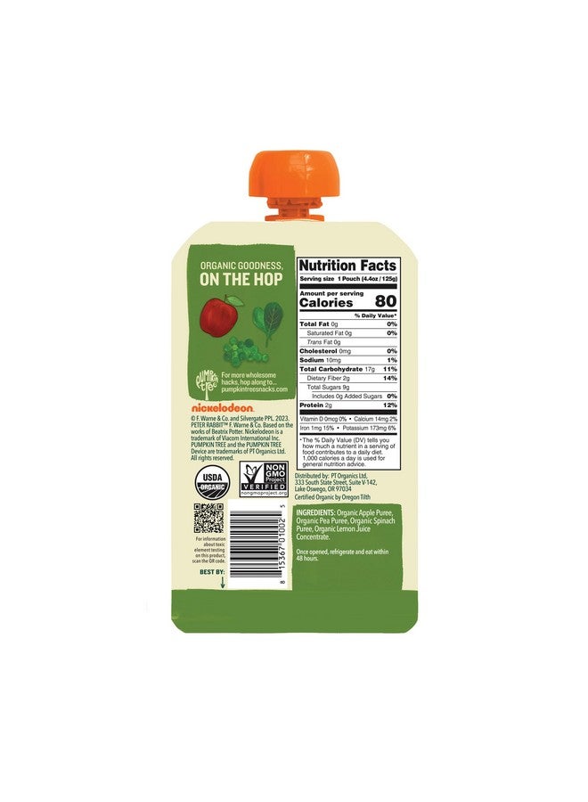 Pumpkin Tree Peter Rabbit Organics, Pea, Spinach and Apple Puree, 4.4-Ounce Pouches (Pack of 10) - Image 2