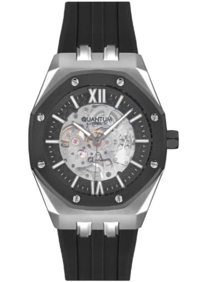 Quantum Quantum Men's 82S0 Movement Watch, Automatic Display and Silicone Strap - QMG1074.051, Black