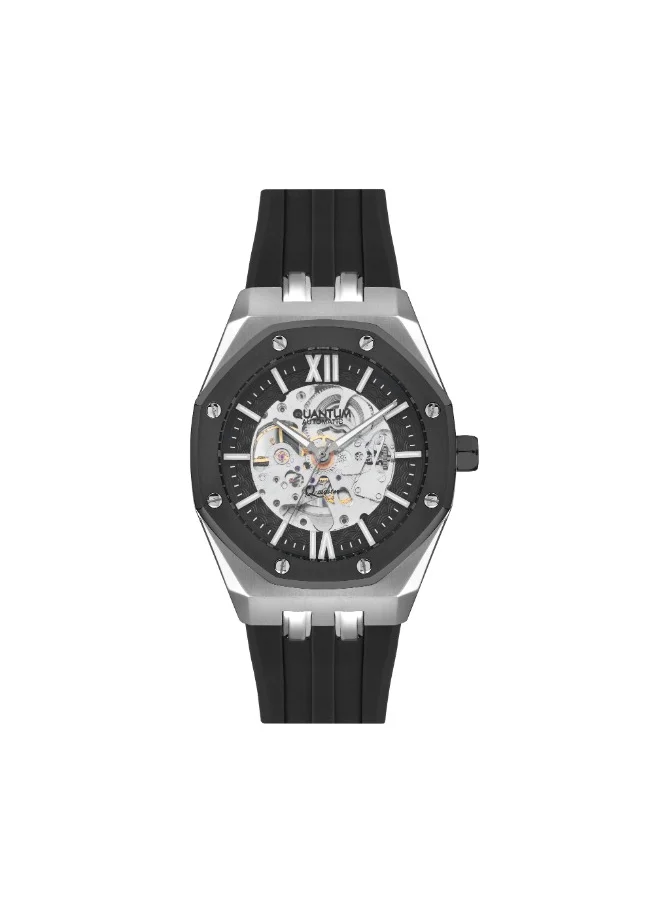 كوانتوم Quantum QMG1074.051 Men's Automatic Display Watch & Silicon Strap Strap Black