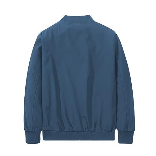 XiaoYouYu Men's Bomber Jacket Fashion Stylish Lightweight Windbreaker Spring Fall Casual Jackets for Men Royal Blue Large - Image 2