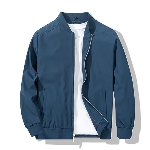 XiaoYouYu Men's Bomber Jacket Fashion Stylish Lightweight Windbreaker Spring Fall Casual Jackets for Men Royal Blue Large - Image 1