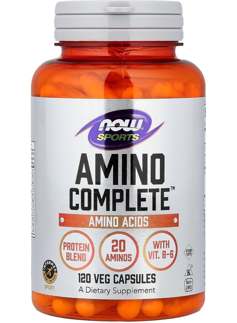 ناو سبورتس أمينو كومبليت 120 كبسولة (مزيج بروتين + 20 حمض أميني أساسي + فيتامين ب6)