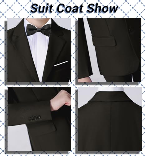 Yavakoor Boys Suit for Big Boy 4 Piece Blazer Pants Shirt and Bowtie Black Tuxedo Size 10 - Image 4