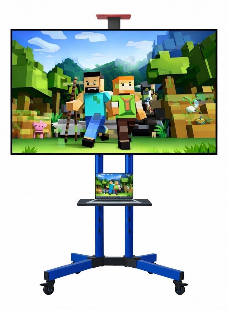 BEETEC Mobile TV Stand for 32–75 Inch Screens, Heavy-Duty Rolling TV Cart, Max VESA 600×400, Tilt Range ±10°, Max Load 50kg, Height Ajustable, Lockable Wheels, Blue | T1500B - Image 1