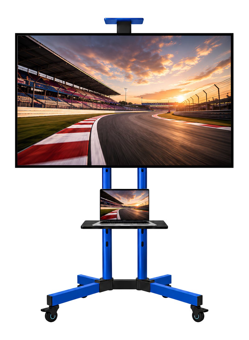 BEETEC Mobile TV Stand for 32–75 Inch Screens, Heavy-Duty Rolling TV Cart, Max VESA 600×400, Tilt Range ±10°, Max Load 50kg, Height Ajustable, Lockable Wheels, Blue | T1500B - Image 1